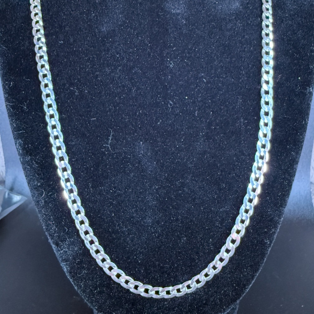 24 inch Solid Curb Cuban- stamped Italy Sterling Silver chain- 925